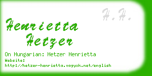 henrietta hetzer business card